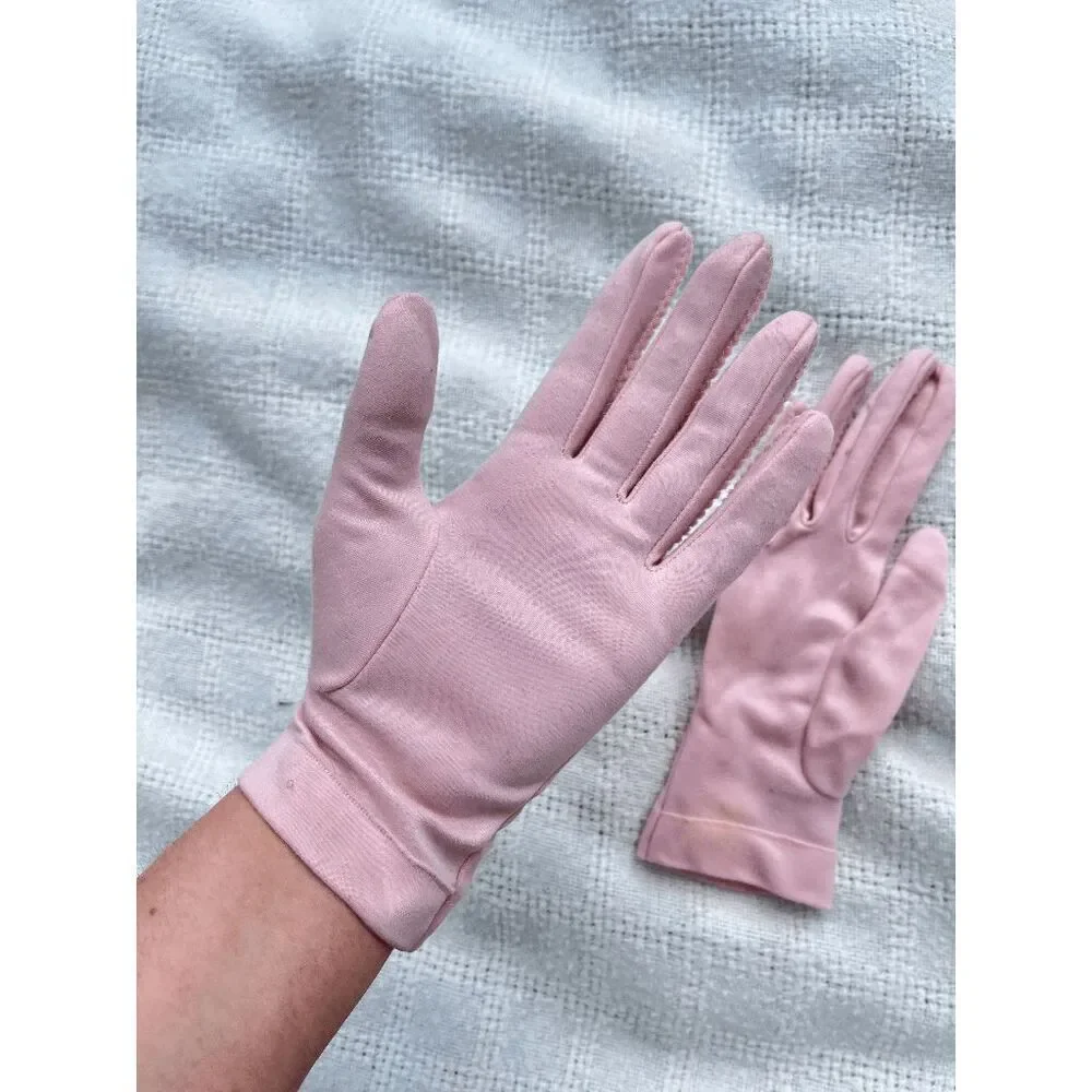 VTG Blush Pink Nylon Dress Gloves Mid Century Rockabilly Retro